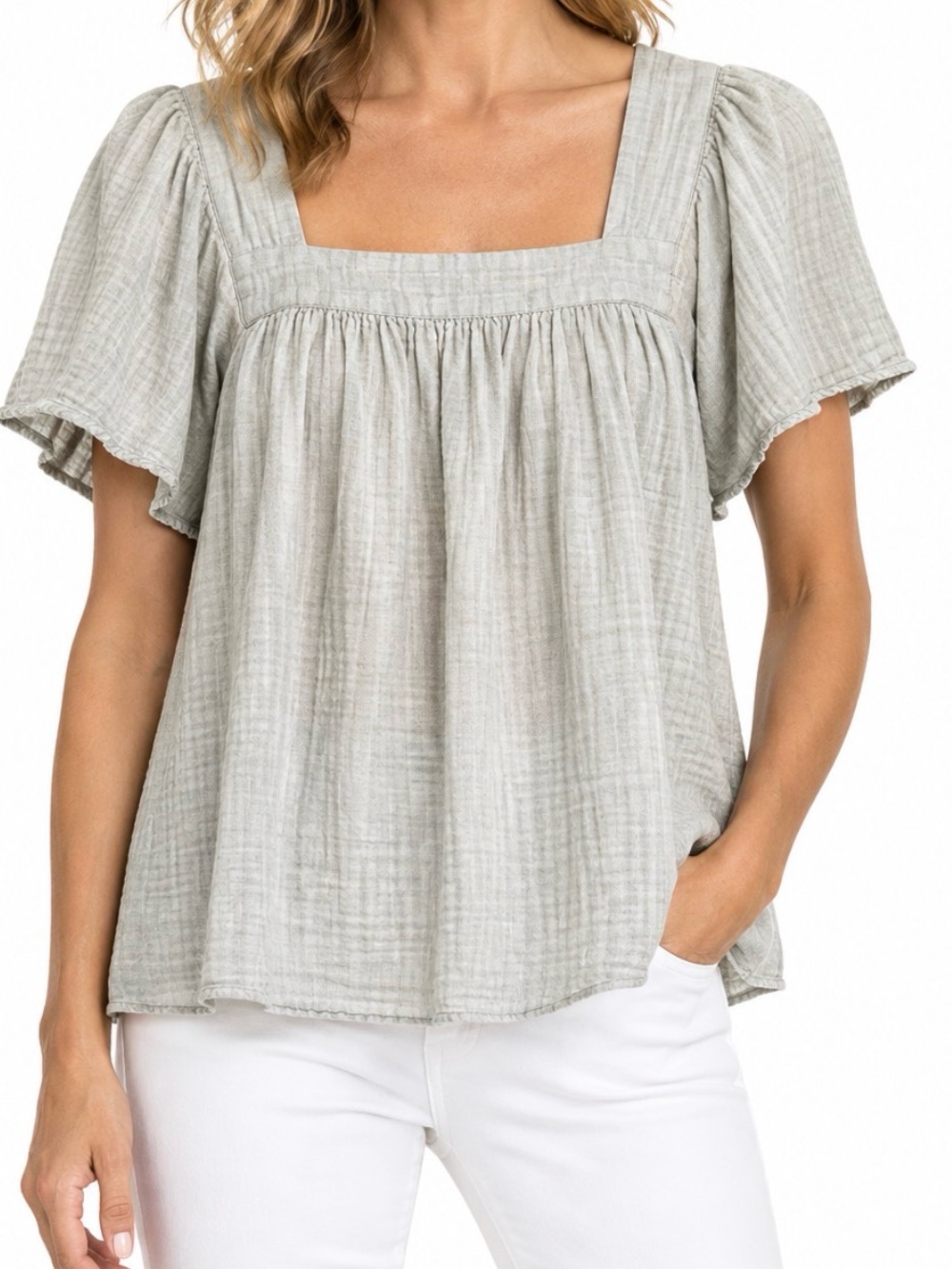 Style & Co. Square-Neck Cotton Gauze Women’s Top